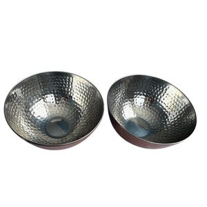 Set of 2 Hammered Copper Decorative Bowls / Candle Holders – Modern Rustic Décor